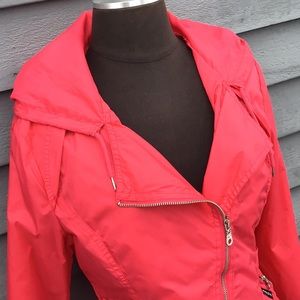 Members Only Pink/Coral Moto Hooded Windbreaker